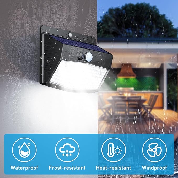 20 Pack Solar Motion Sensor Lights Outdoor Waterproof with 3 Modes | Cool White, Black Frame, LED, Solar Powered, Security Lighting for Outside Wall Garden Fence Yard Deck Patio Garage