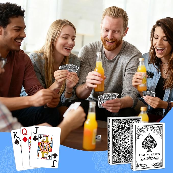 Playing Cards, Deck of Cards, Poker Cards, Jumbo Poker Size Large Print Playing Cards for Adults Seniors, Card Games for Family Game Night Table Games Magic Casino Theme Party (Black)