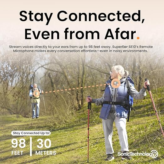 SuperEar NEW Model SE10 for Seniors - Hearing Amplifiers for Seniors Long Range Listening Device Sound Amplifier Listening Device Noise Cancelling - Remote Microphone PSAP TV Audio Accessories