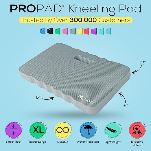 RED Home Club Thick Kneeling Pads, Garden Kneeler for Gardening, Bath Kneeler for Baby Bath, Kneeling Mat for Yoga, Knee Pad for Work, Extra Large (XL) 18 x 11 x 1.5 Inches, Gray (Pack of 2)