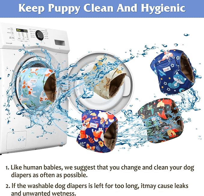 5 Pack Dog Diapers Male Reusable, Premium Belly Bands for Male Dogs, High Absorbing Dog Pee Wraps for Doggie in Incontinence or Training Flower M