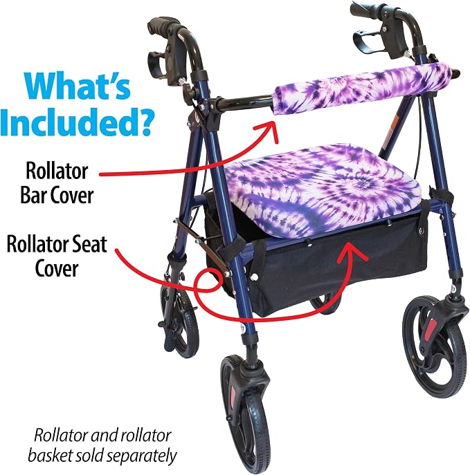 Top Glides Universal Rollator Walker Seat and Backrest Covers (Psychedelic Purple)
