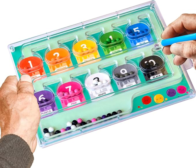 Memory Games for Seniors, Dementia Activities Alzheimer Product for Elderly | Wooden Handhold Easy Magnetic Color & Number Activities for Parkinson Patients, Memory Care Cognitive Puzzle Matching Board