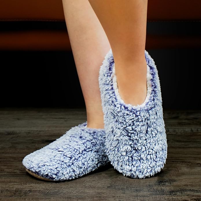 cosyone1997 2-Pair Thick Warm Fuzzy Slippers for Women Indoor Fluffy Sherpa Lined, Winter House Shoe Socks Non-Slip Soft Soles, Cozy Christmas Gifts