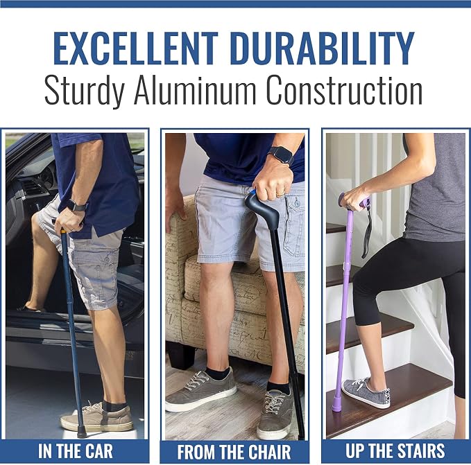 DMI Lightweight Aluminum Adjustable Walking Cane with Derby-Top Handle for Men and Women