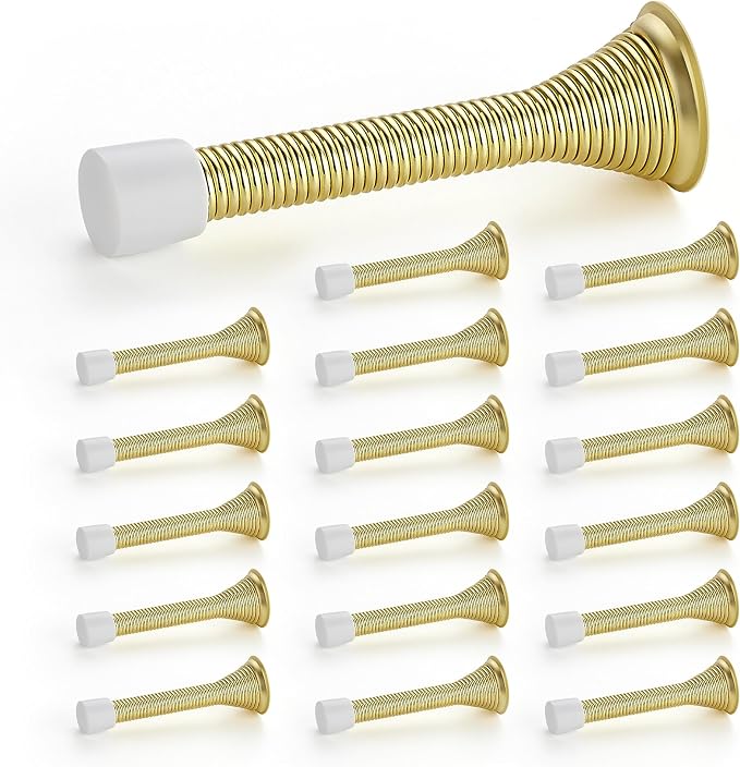 Ravinte Door Stoppers, 18 Pack Gold Spring Door Stops with Rubber Bumper, Door Stoppers for Bottom of Door