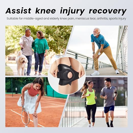 Galvaran Knee Brace for Women & Men, Relief Recovery Meniscus Tear, Arthritis Pain, ACL & MCL, Knee with Side Stabilizers，Adjustable Knee Support (Black, Medium)