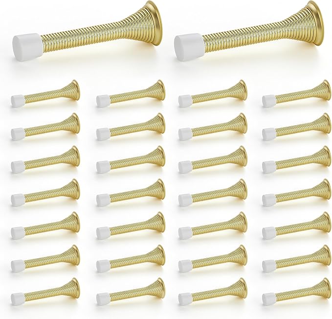 Ravinte Door Stoppers, 30 Pack Gold Spring Door Stops with Rubber Bumper, Door Stoppers for Bottom of Door