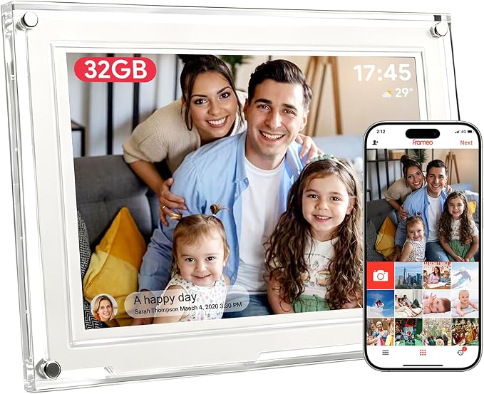 Frameo 10.1 Inch WiFi Digital Picture Frame with IPS Touch Screen HD Display, 32GB WiFi Smart Photo Frame, Share Moments Instantly via Frameo App from Anywhere, Gifts for Parents and Grandparents