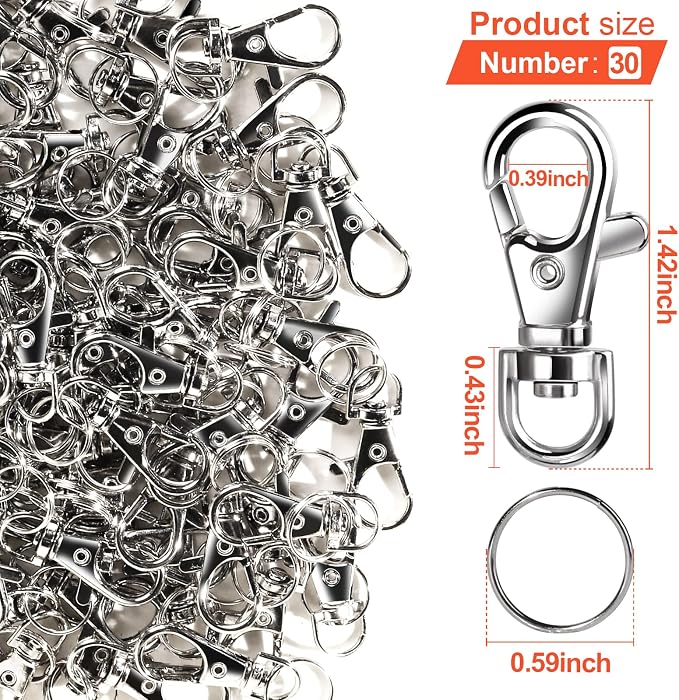 LEOBRO 480PCS Lobster Claw Clasps and Key Rings, Keychain Making Kit - 240PCS Keychain Clips and 240PCS Key Chain Ring, Split Rings, for Key Chains, Crafts, Lanyard, Key, Jewelry Making