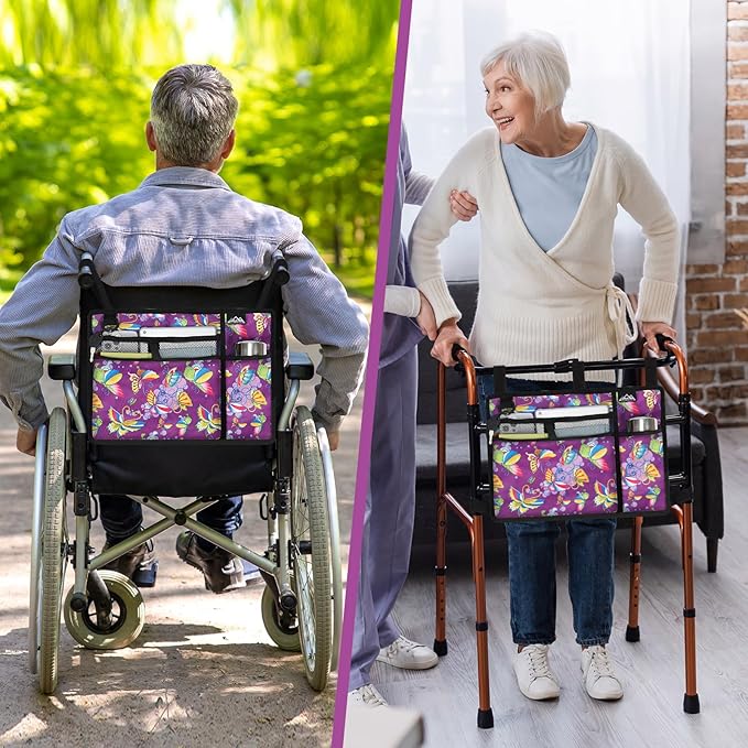 supregear Accessories Bag for Walker, Wheelchair, Rollator - Walker Basket Bag w/Cup Holder - Seniors Caddy Attachment Pouch, Water Resistant Large Capacity Carry Storage Carrier Tote