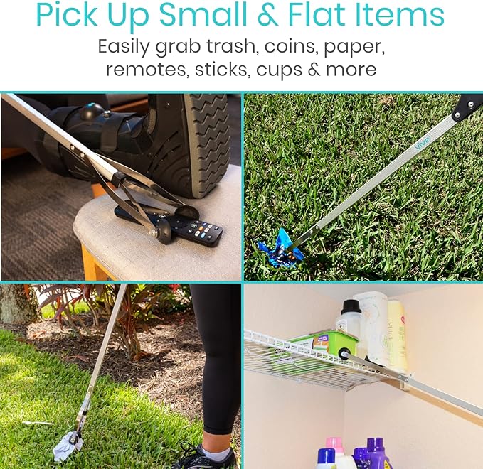 Vive Suction Cup Grabber Reacher 32" (2 Pack) - Elderly Grab It Reaching Pickup Tool Heavy Duty for Seniors - Trash, Sticks, Litter Picker Upper - Extra Long Reach Handle & Handy Extension Arm Claw
