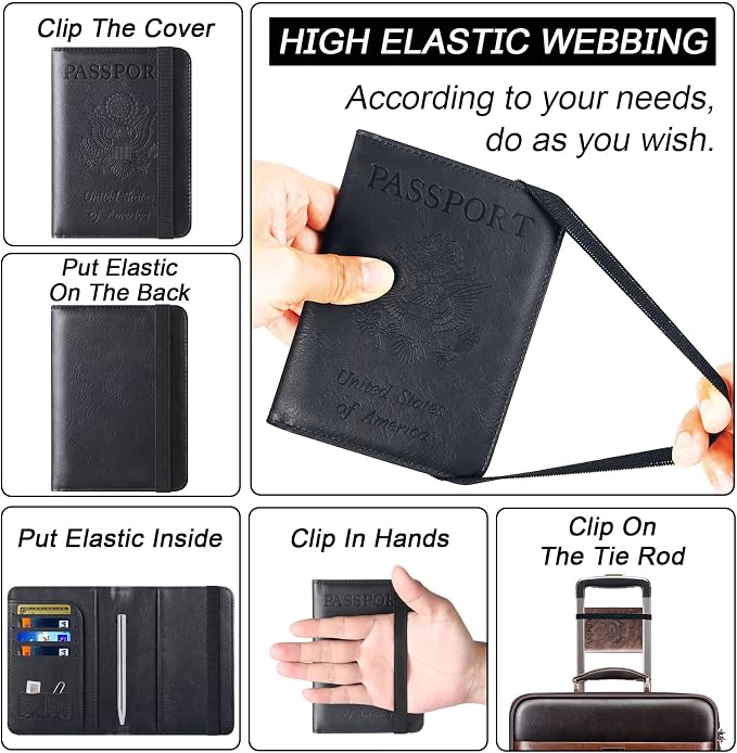LOHASLIFE Passport Holder for Travel Essentials, Passport Cover Wallet | Leather Rfid Blocking Card Case, Travel Accessories, Vacation Luggage Must Haves, for Men Women