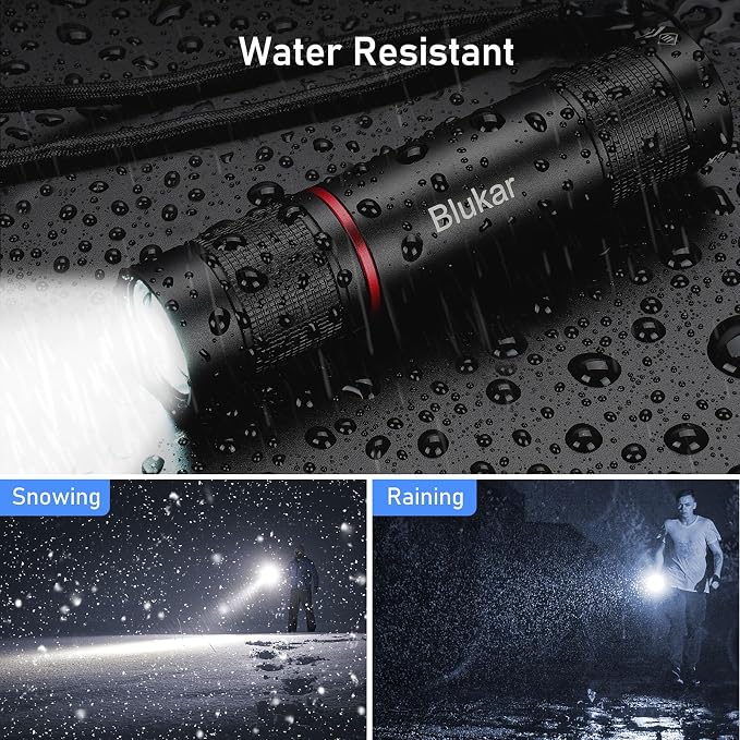 Blukar Rechargeable Flashlight 2 Pack, High Lumens Flashlight, Super Bright Small LED Flash Light- Zoomable, Adjustable Brightness, Long Lasting for Camping, Outdoors and Home Emergency