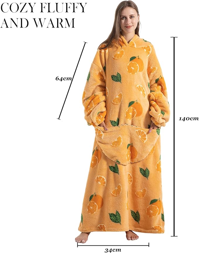 Blanket Hoodie, Long Hooded Blanket Sweatshirt as Birthday Gifts for Women Men, Long Wearable Blanket for Women Men.