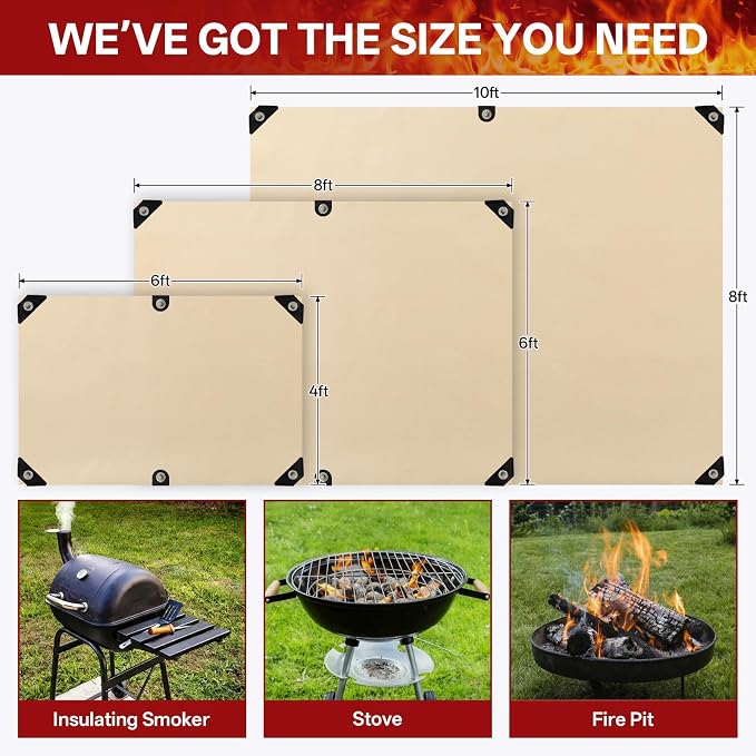 Welding Blanket Fire Resistant Large 4x6 ft - Fiberglass Flame Retardant Fabric 1022 °F High Temp Heat Shield Blankets Insulation Mat for Soldering, Grill, Industrial, Smoker, Camping