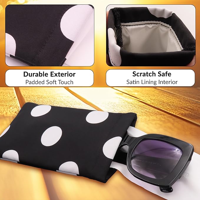 Soft Sunglasses case | Large Glasses Case Holder - Eyeglass Pouch Squeeze Top | Glasses pouch Lightweight Extra Layers