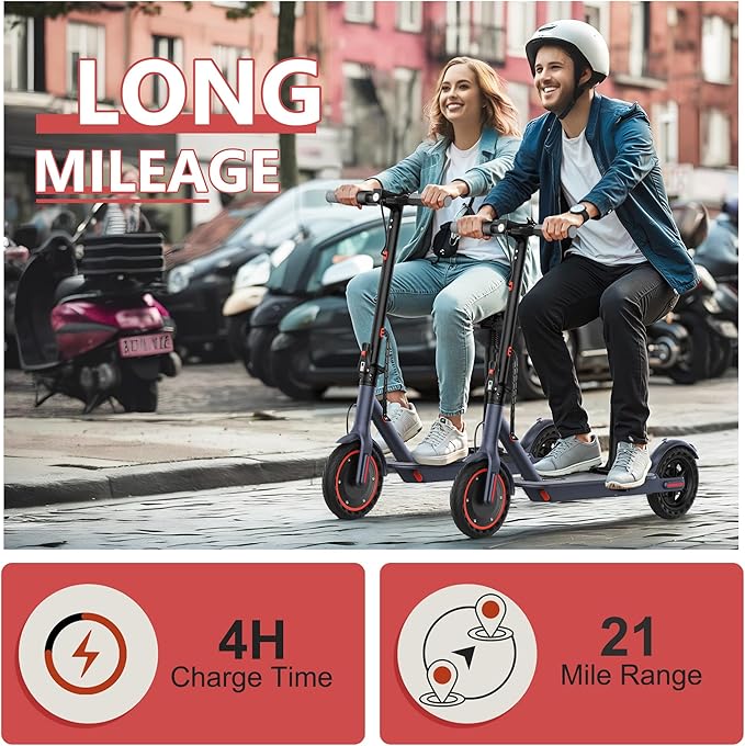 Maxshot Electric Scooter, 8.5" /10" /14" Tire, 16/19/22 Mph Top Speed, 12/16/21/27/28/49/50 Miles Long Range, Folding Escooter for Adults and Kids with Seat Bag, Dual Braking, Dual Suspension, App