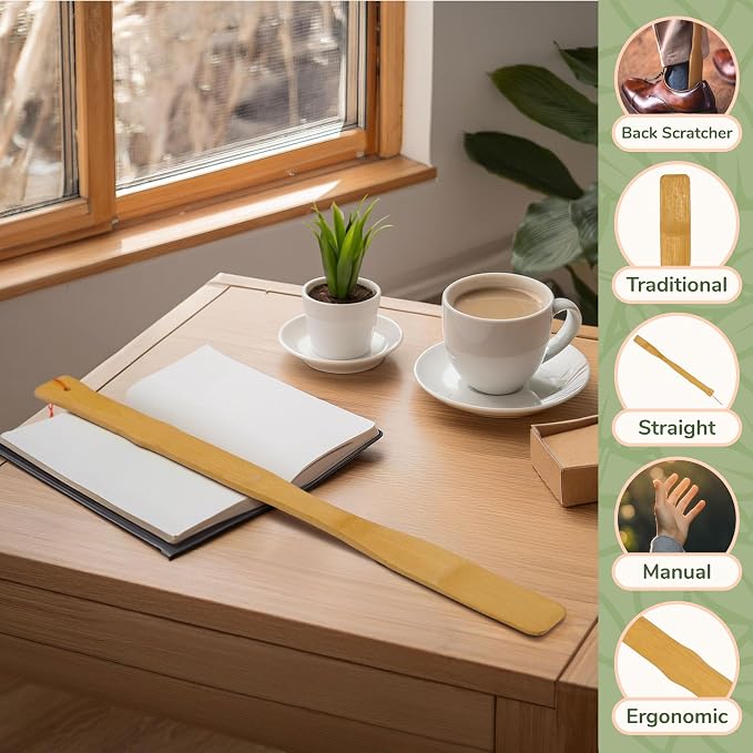 BambooMN 17 Inch Bamboo Wooden Shoe Horn Long Handle for Seniors, Men, Women, 3 Units