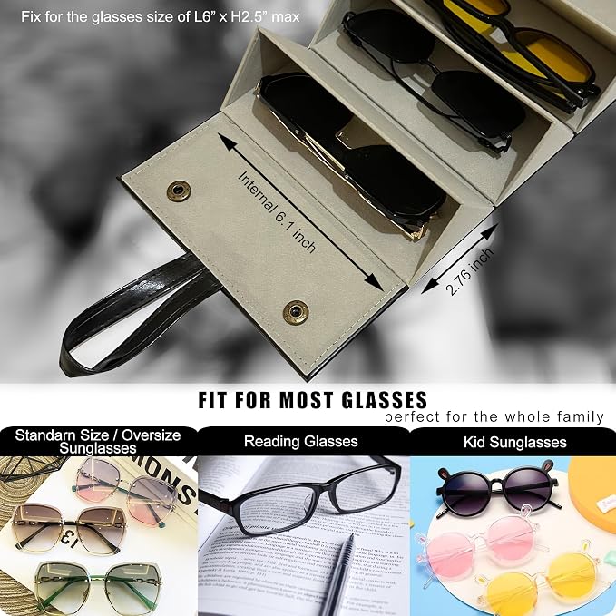 Longjet Sunglasses Organizer Travel Glasses Case 5 Slots Multiple Pairs Eyeglasses Storage Box Hanging Eyewear Holder