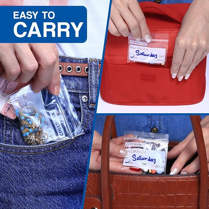 Pill Bags Pack of 225- BPA Free 3 x 2.75 inch Pill Pouch - Pill Pouches for Medicine with Write on Label –Clear Ziplock Pill Baggies for Travel Medicine Organizer