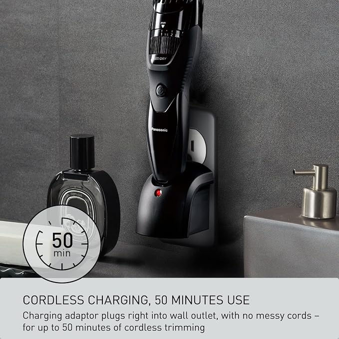 Panasonic Cordless Beard Trimmer for Men with Precision Dial,19 Adjustable Length Settings,Rechargeable Battery,Washable - ER-GB42-K (Black),(Pack of 3)