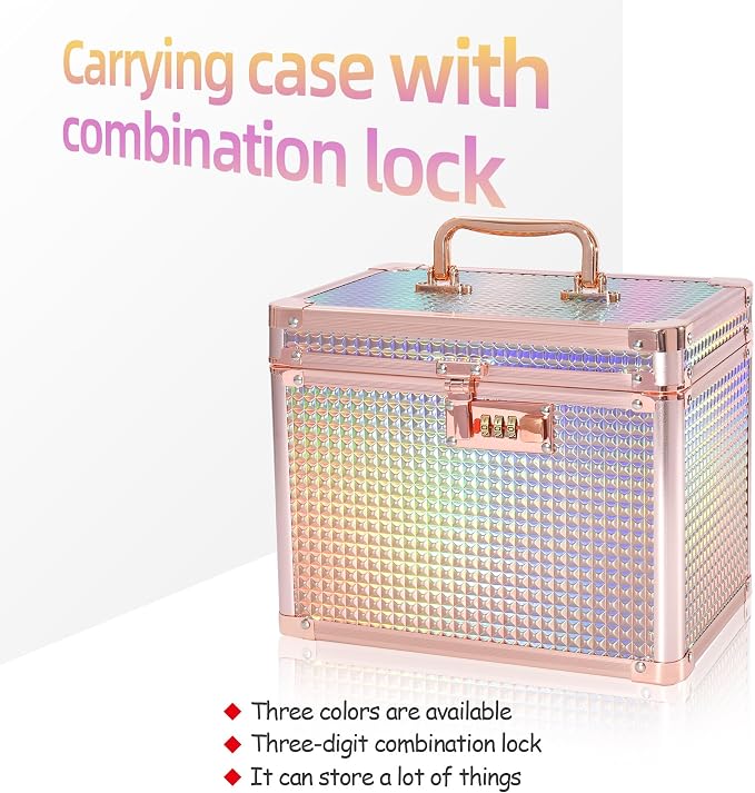 Medication Combination Lock Boxes with Code for Personal Items, Medicine Lockbox for Documents 10 x 7.25 x 7.75 Inches Rose Gold