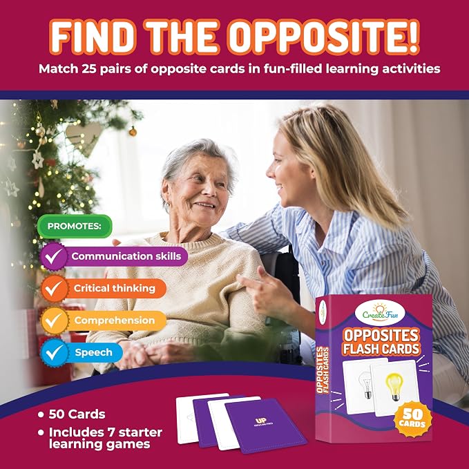 100 Go Together Opposites Flash Cards Set - Gifted Kids Learning | Matching Educational Photo Cards - Parents,Speech Therapy,Autism,ESL,Dementia care,Stroke recovery,Language,Cognitive Skills