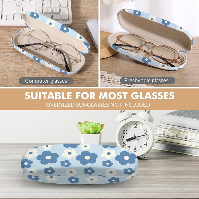 Glasses Case Hard Shell,Portable Protective Eyeglasses Case, Eyeglass Holder Box with Cleaning Cloth, for men women