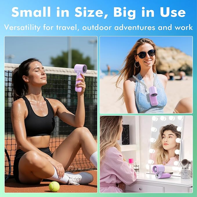 AMACOOL Portable Handheld Turbo Fan丨5 Speed Foldable Hand Fans丨Max 20 Hours Runtime丨Rechargeable Mini Pocket Cooling Fan for Travel, Outdoor Activities, Gifts for Women