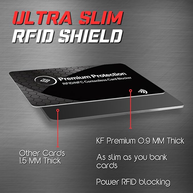 RFID Blocking Card (2 Pack) - 0.9mm Ultra Thin Credit & Debit Card Protector - One Card Shields Your Whole Wallet - Anti Fraud Contactless NFC Wallet Defender for Travel & Passport (Black)