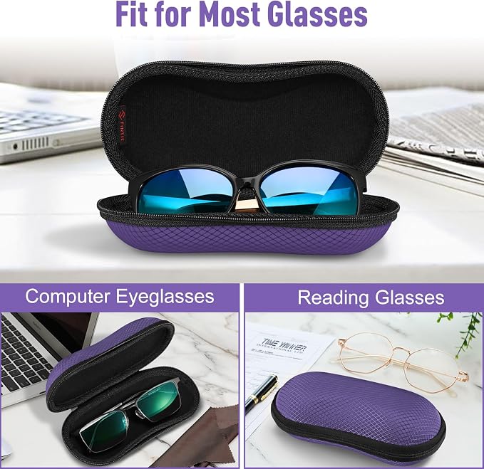 FINTIE Sunglasses Case, Hard EVA Shell Shockproof Sport Glasses Case with Metal Carabiner Travel Zipper Eyeglasses Holder