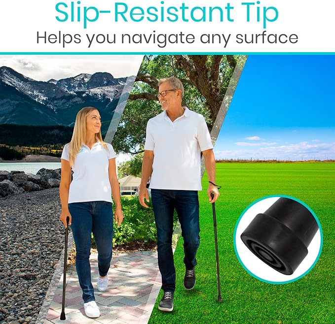 Vive Folding Cane - Foldable Walking Cane for Men, Women - Fold-up, Collapsible, Lightweight, Adjustable, Portable Hand Walking Stick - Balancing Mobility Aid - Sleek, Comfortable