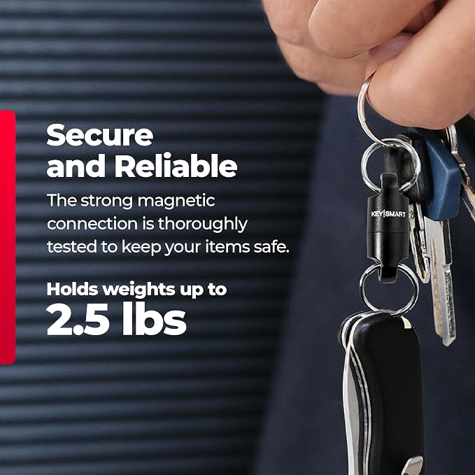 KeySmart MagConnect Magnetic Key Holder for Purse, Key Chains for Car Keys - Detachable Key Ring Quick Release Keychain