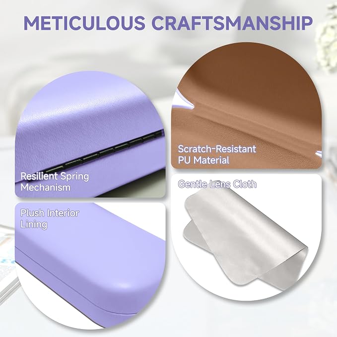 Glasses Case Large Hard Shell, PU Leather Protection for Eyeglasses Case
