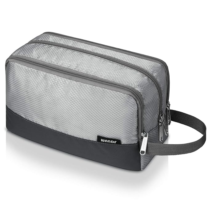 WANDF Travel Toiletry Bag for Men, Small Dopp Kit for Toiletries | Water-Resistant Fabric, Travel Bag for Toiletries, Compact Storage, Shaving Accessories, Weekend Trips