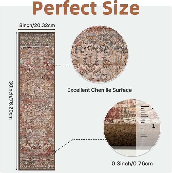 sarben 8"x30" Non Slip Stair Treads for Wooden Steps 15 Pack, Brick | Peel and Stick Carpet Stair Runner with TPE Adhesive Backing, Carpet for Added Safety, Pet and Senior Friendly