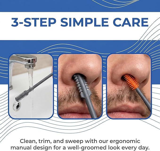 5PCS 2-in-1 Nasal Hair Cutter, Upgraded Nose Hair Trimmer for Men & Women, 360° Rotating Double-Sided Blade, Portable Manual Nose Trimmer with Soft Cleaning Brush