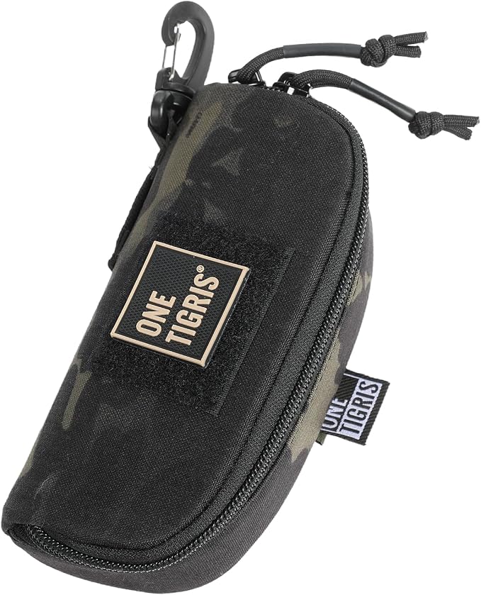 ONETIGRIS Tactical Hard Shell Eyeglasses Case Molle Zipper Sunglasses Pouch Shockproof Crush Resistant for Outdoor Activities
