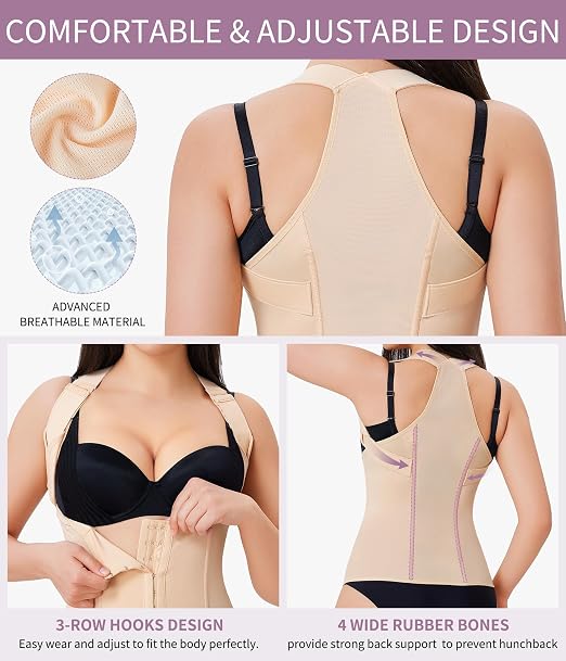 YERKOAD Back Brace for Women Breathable Back Straightener Posture Corrector | Full Back Support Posture Corrector Adjustable Waist Trainer Full Back Pain Relief Brace for Working, Exercising
