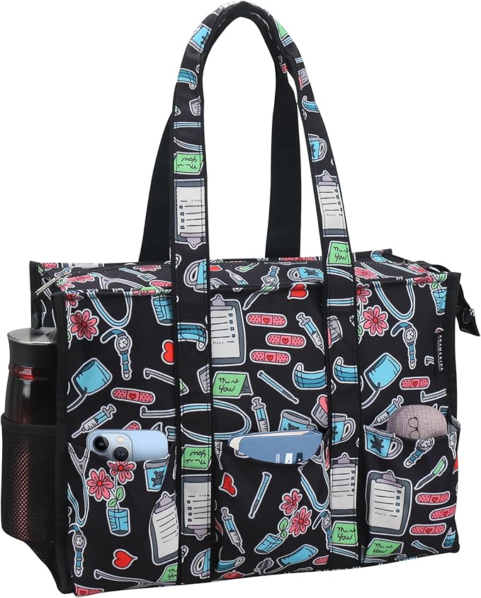ABAMERICA Nurse Bags for Work Nursing Bag Multiple Pockets Waterproof Organizing Zip Top Clinical Bag for Nursing Students