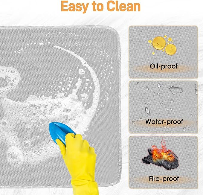 Heat Resistant Mats for Countertop fits Tabletop Grill, 31x24x0.02in, Grey | 1022℉ Fireproof grill mat for countertop/table protection, fits gas/charcoal grills, pizza ovens, fits Blackstone & Ninja