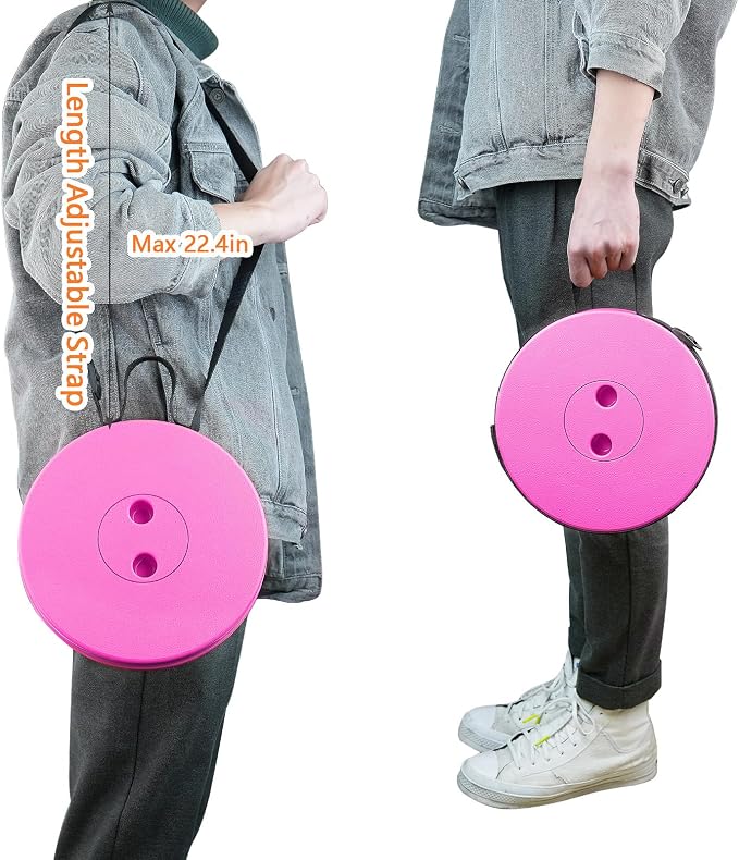 Upgraded Folding Stool Lightweight Yet More Sturdy with Load Capacity 400lbs Portable Collapsible Stool for Camping Fishing Hiking BBQ (Pink)