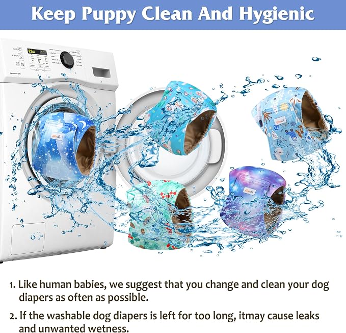 5 Pack Dog Diapers Male Reusable, Premium Belly Bands for Male Dogs, High Absorbing Dog Pee Wraps for Doggie in Incontinence or Excitable Urination and Training Galaxy XXL