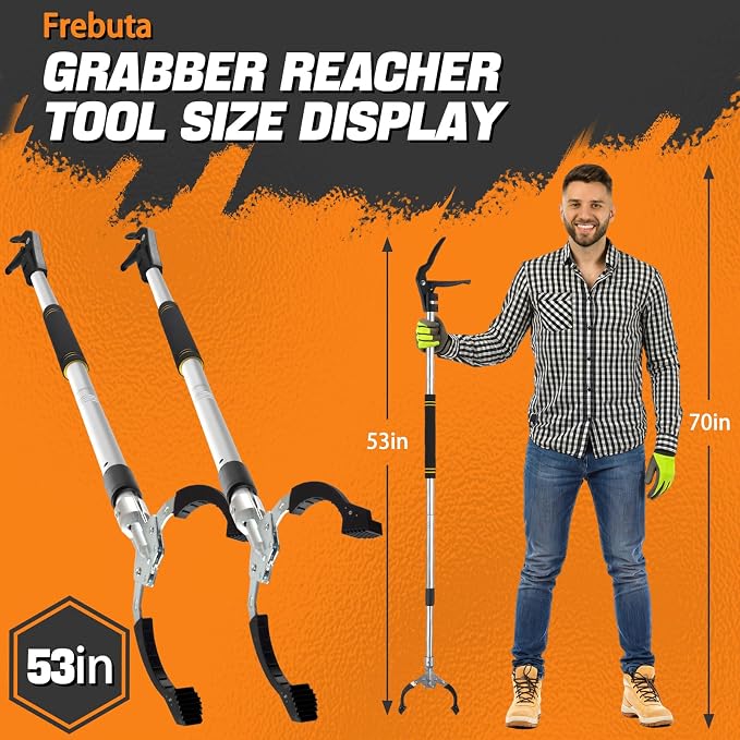 Grabber Reacher Tool Heavy Duty,2PC 53in Extra Long Trash Picker Upper Grabber for Yard 2 Magnets Head Aluminum Alloy Tube Trash Picker Reacher Grabber Pickup Tool for Garbage Sponge Handle