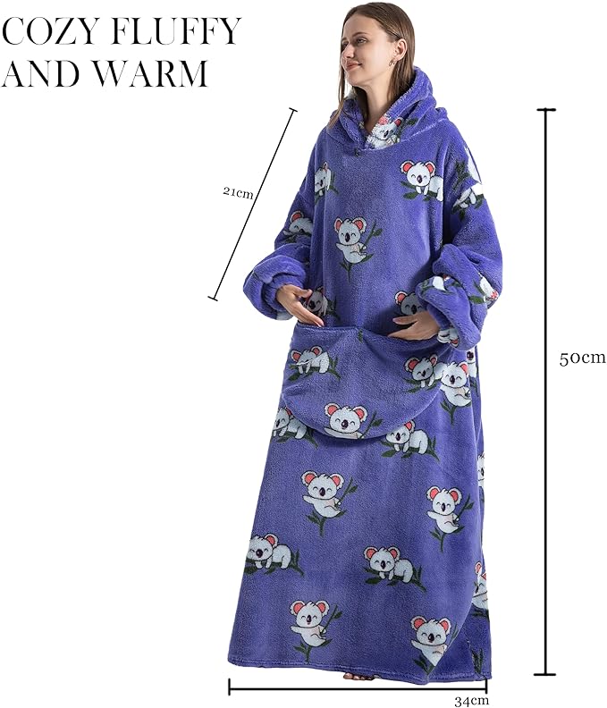 Blanket Hoodie, Long Hooded Blanket Sweatshirt as Birthday Gifts for Women Men, Long Wearable Blanket for Women Men.