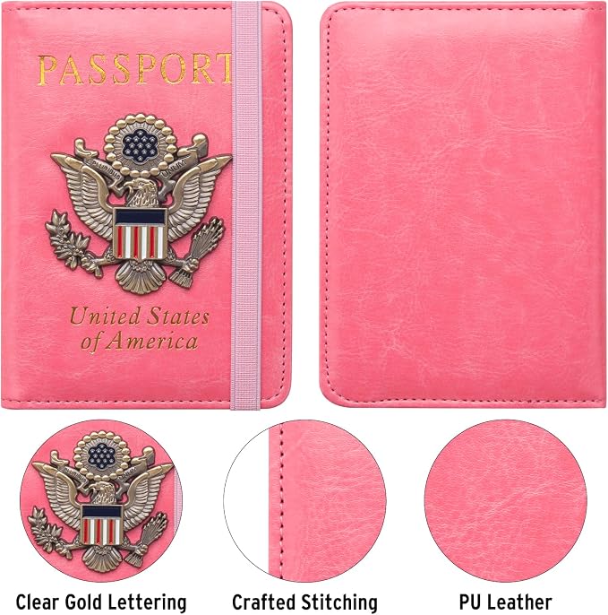 Premium Passport Holder for Travel RFID Blocking Passport Cover Slim | Passport Cover for Women Men Leather US Passport Wallet Case for Travel Passport Book Cover Travel Document Organizer Carrier