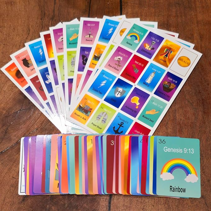 Bible Loteria Game - Christian Bingo - Easy Family-Friendly Party Games - Religious - Card Games for Adults, Large Group Games - Spanish Christian Game - 2-10 Players
