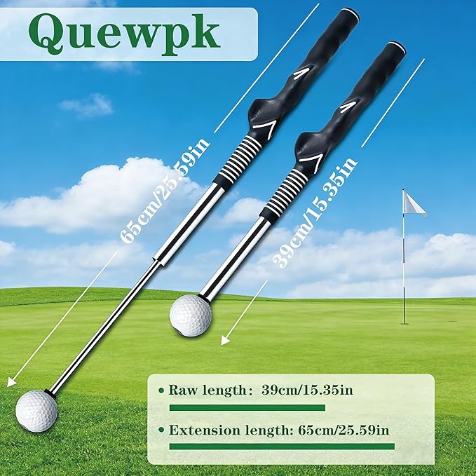 Golf Swing & Golf Grip Trainer with Arm Band for Right & Left Handed | Retractable Golf Training Aid with Click Feedback & Grip Correction, Great for Indoor & Outdoor Practice, Golf Gifts for Men