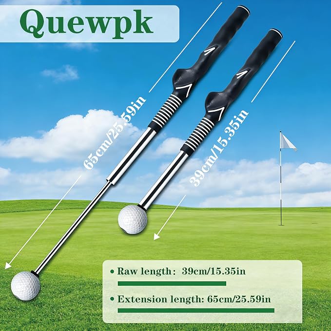 Golf Swing & Golf Grip Trainer with Arm Band for Right & Left Handed | Retractable Golf Training Aid with Click Feedback & Grip Correction, Great for Indoor & Outdoor Practice, Golf Gifts for Men